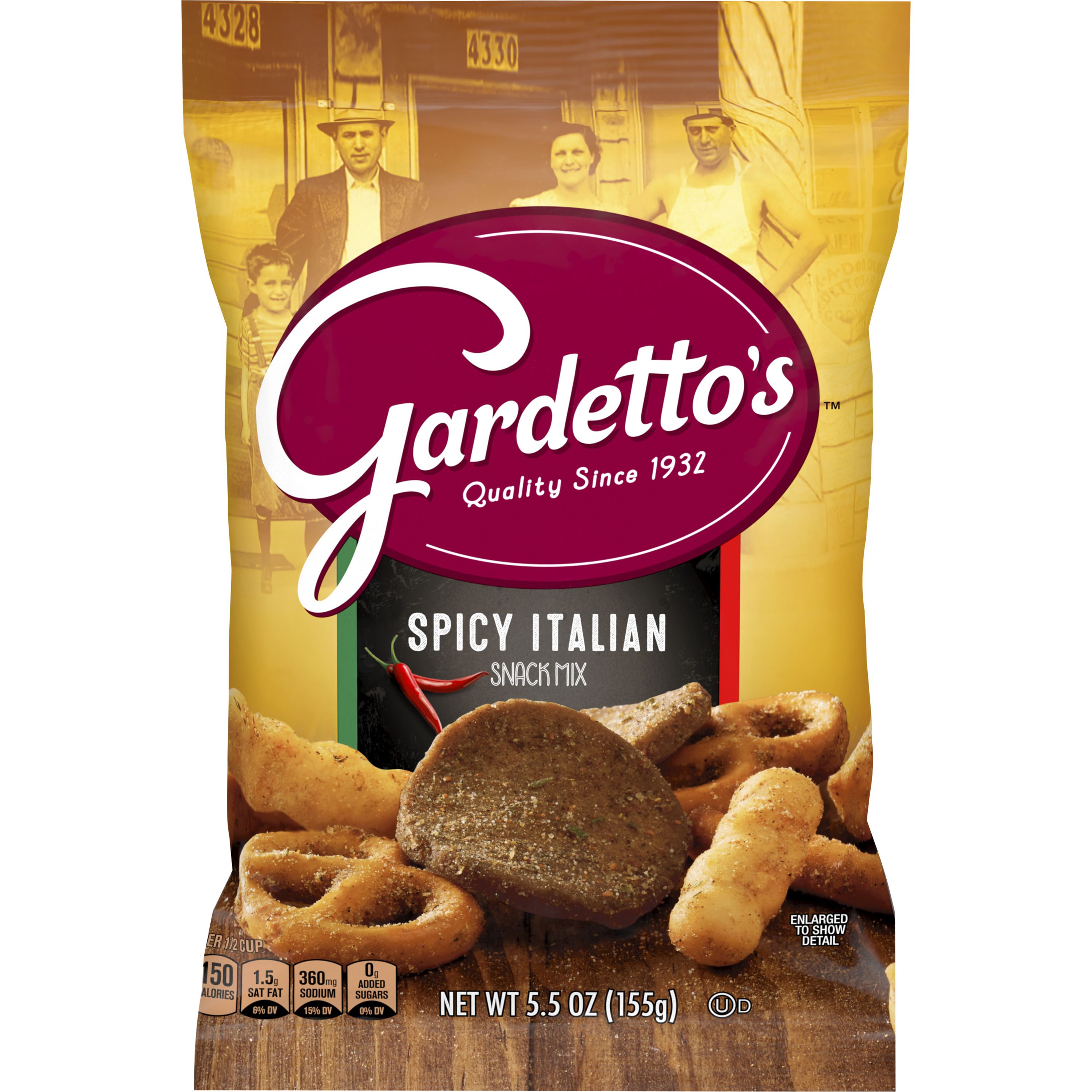Front - 3D Gardetto's Salty Snack Mix Bag Spicy Italian 7/5.5 OZ
