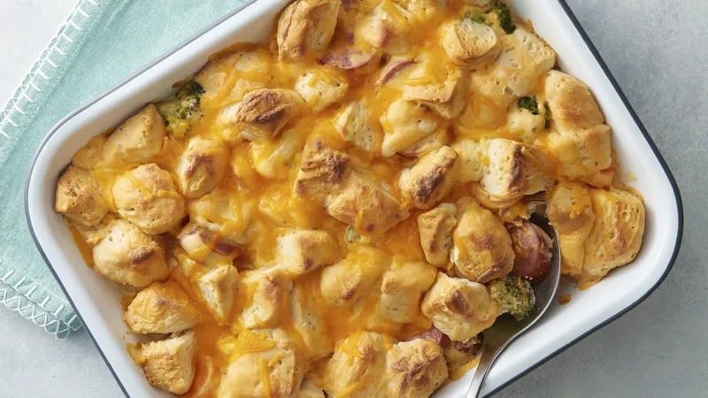 Cheesy Kielbasa Bubble-Up Bake