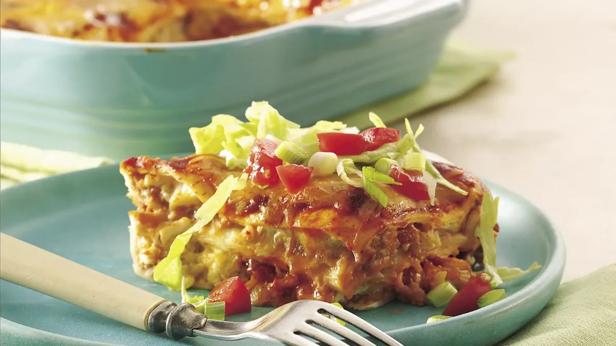 Layered Chile-Chicken Enchilada Casserole