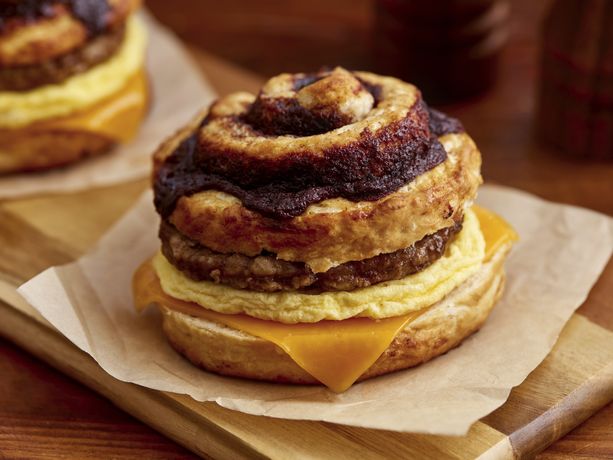 Cinnamon Twirl Sausage, Egg and Cheese Sandwiches