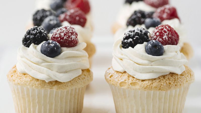 Angel Food Cupcakes with Whipped Cream and Berries Recipe