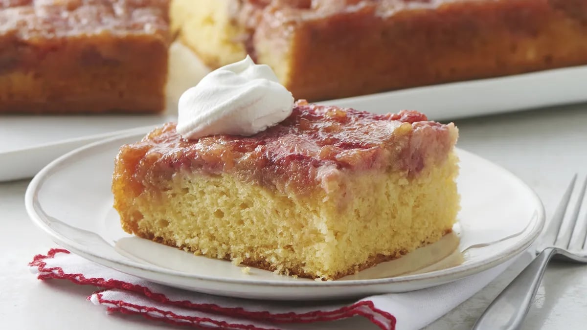 Strawberry-Rhubarb Upside-Down Cake