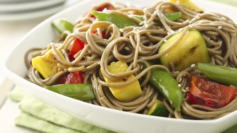 Sesame Ginger Grilled Vegetables and Soba Noodles