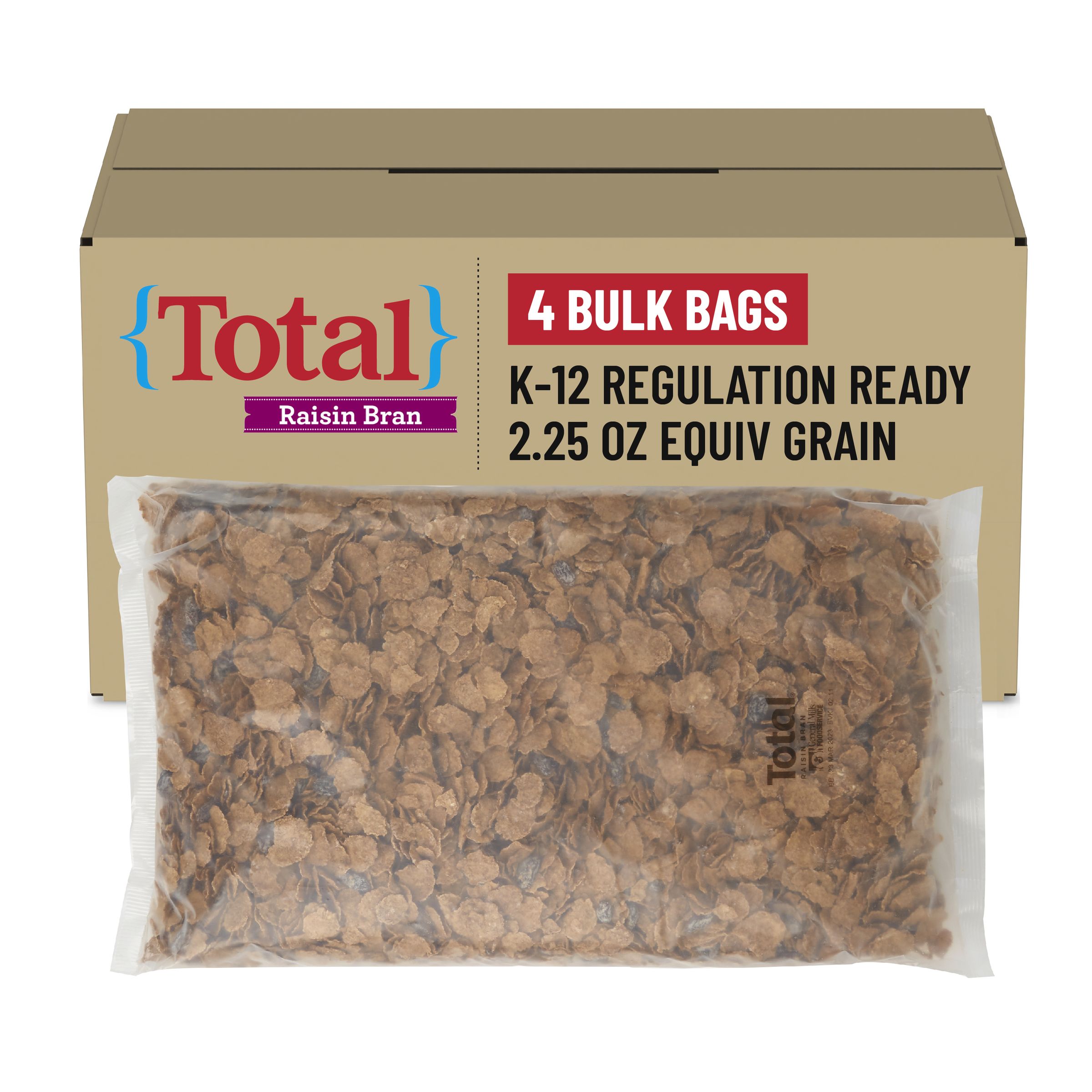  Case Optimized Hero Total Raisin Bran Cereal Bulk Bag 4/56 OZ