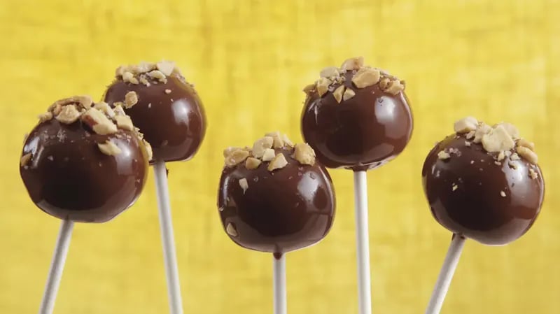 Salty Peanut Butter Brownie Pops