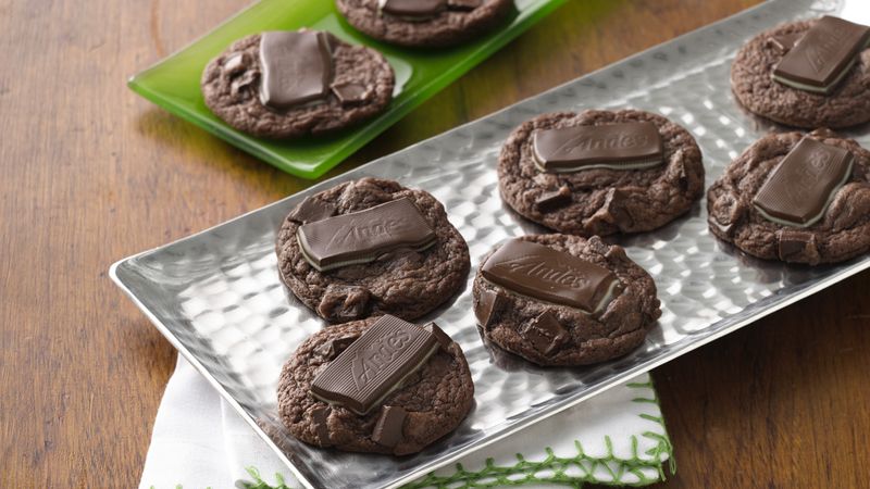 Mint Thumbprint Double Chocolate Chunk Cookies