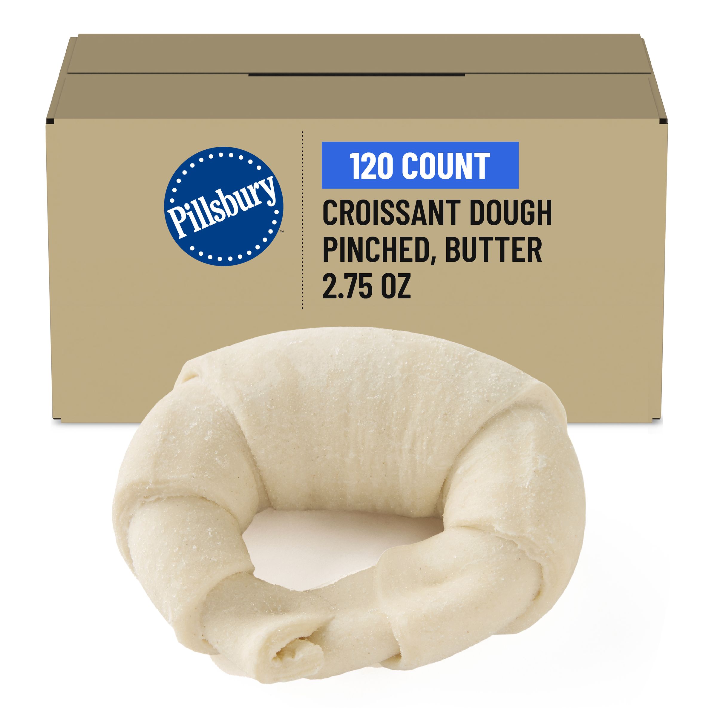  Case Optimized Hero Pillsbury Frozen Croissant Dough Bulk Curved Butter 120/2.75 OZ