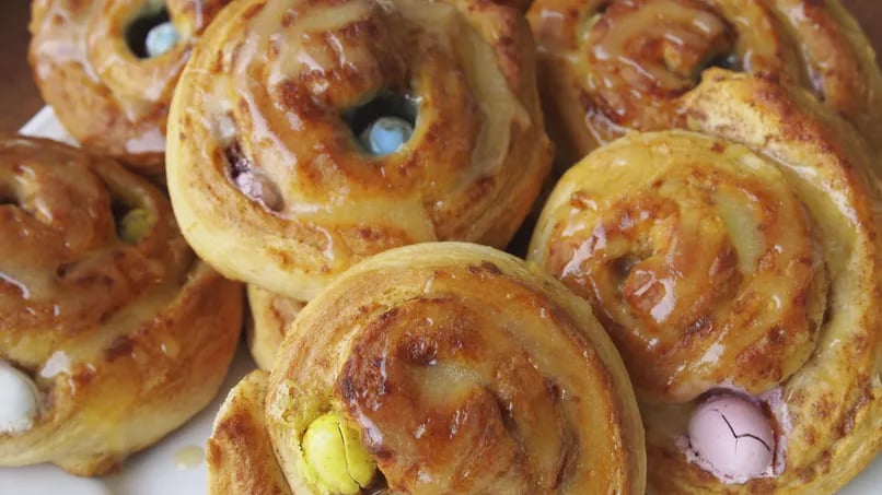 Easter Buns with Chocolate Eggs