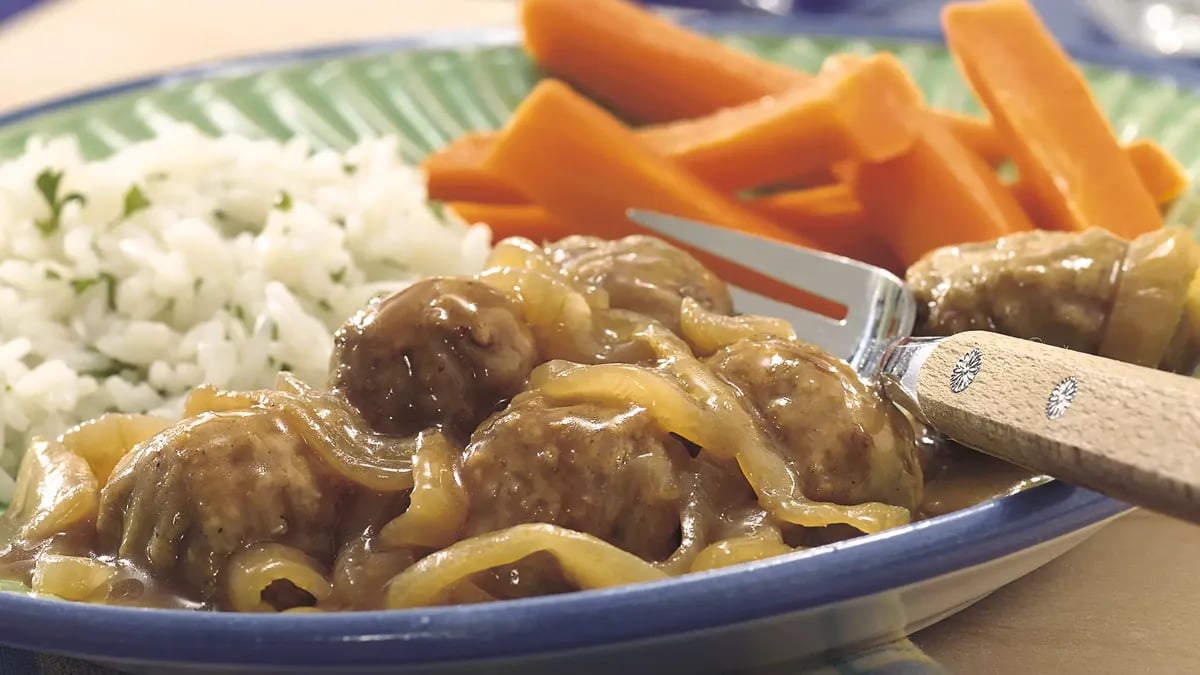 Salisbury-Style Meatballs with Caramelized Onions