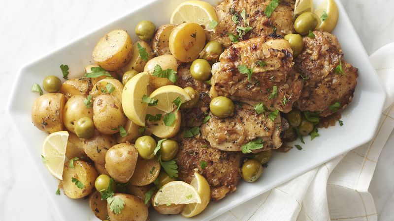 Slow-Cooker Lemon-Pepper Chicken with Green Olives and Potatoes