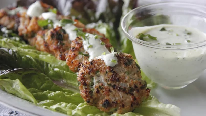 Mexican Shrimp Patties with Serrano Pepper and Yogurt Lemon Salsa