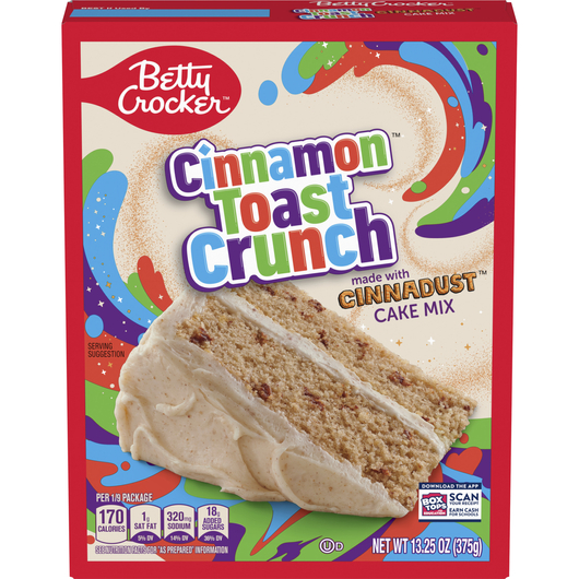 Betty Crocker Cinnamon Toast Crunch Cake Mix, Made with Cinnadust, Holiday Baking, 13.25 oz - Front