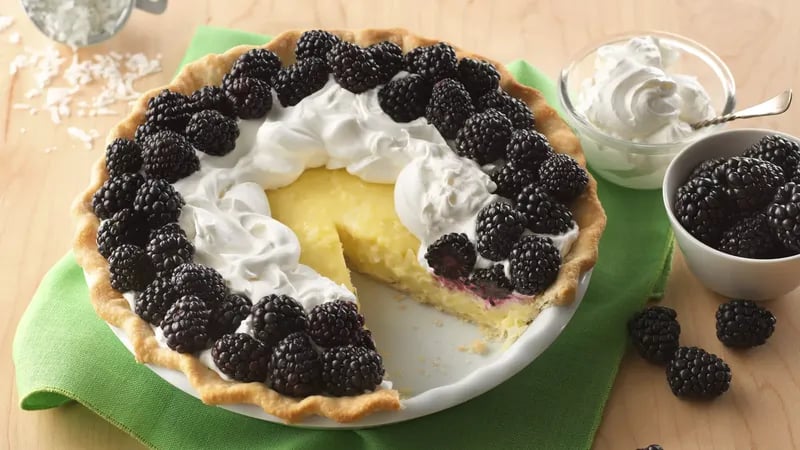 Coconut Cream and Blackberry Pie 