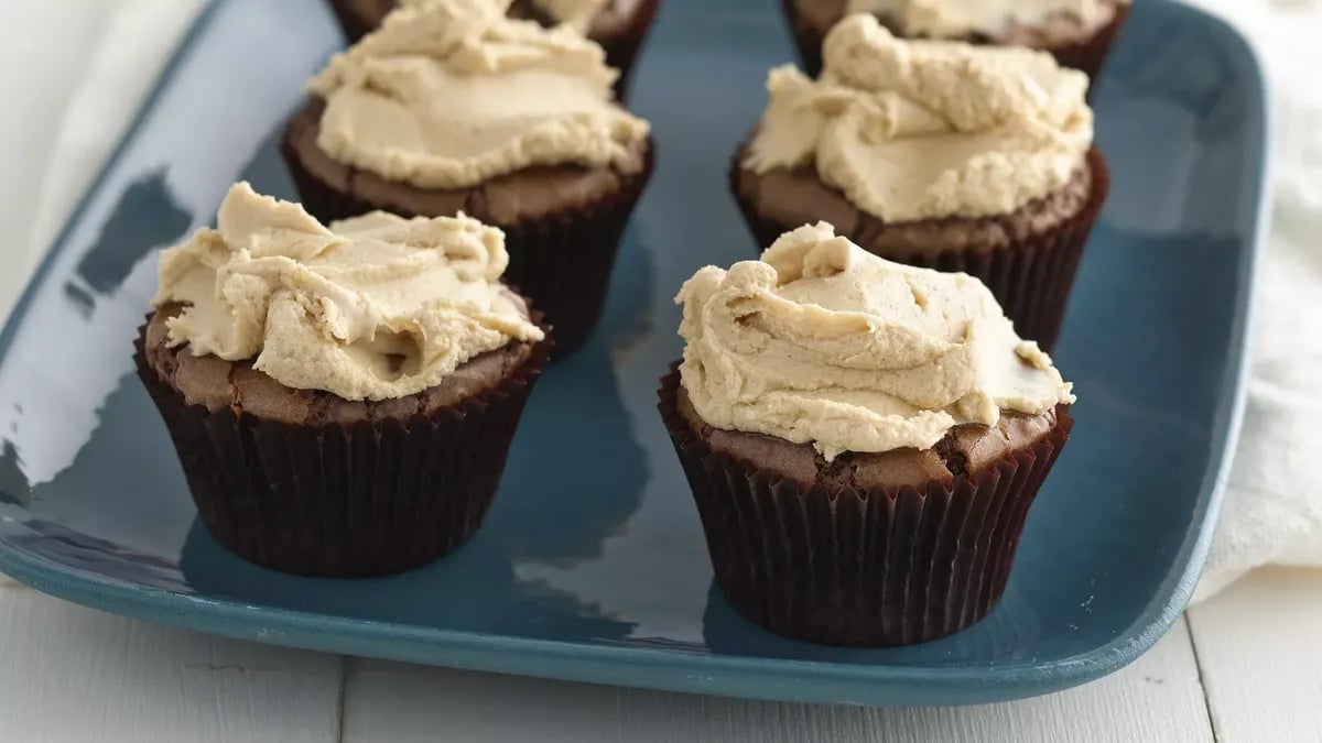 Brownie Cupcakes with Peanut Butter Frosting