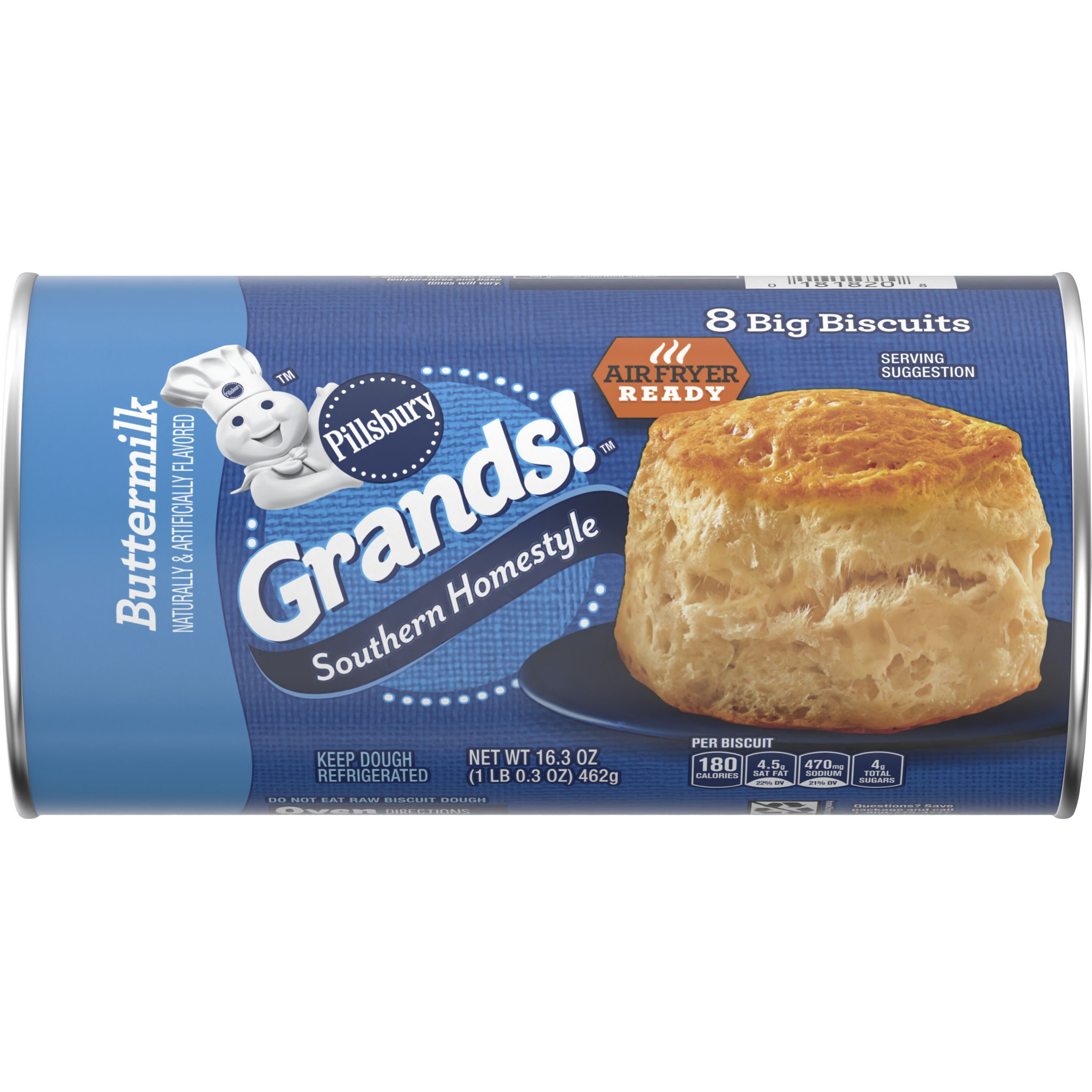 Pillsbury Grands! Southern Homestyle Buttermilk Refrigerated Biscuit Dough, 8 Biscuits, 16.3 oz - Front