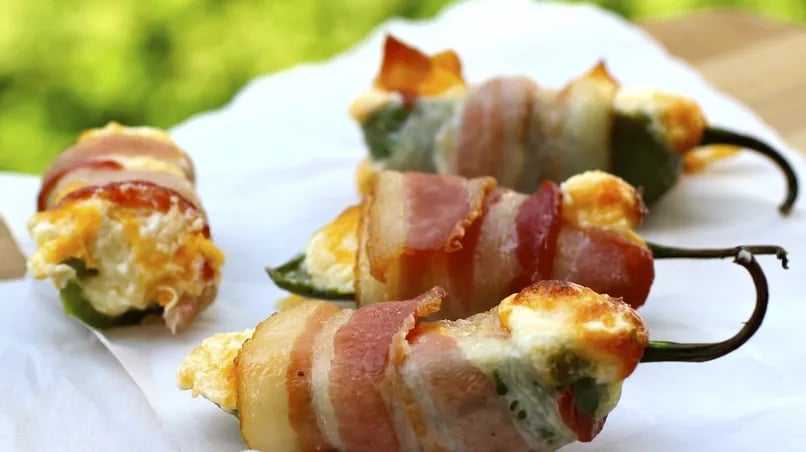 Cheese Stuffed Jalapeños Wrapped in Bacon