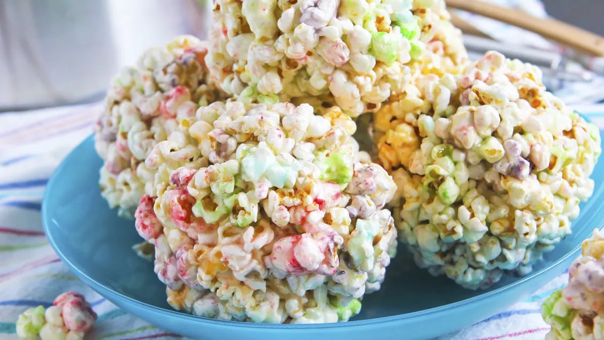 Rainbow Popcorn Balls