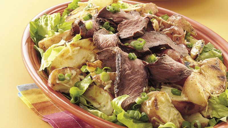 Grilled Caesar Steak and Potato Salad