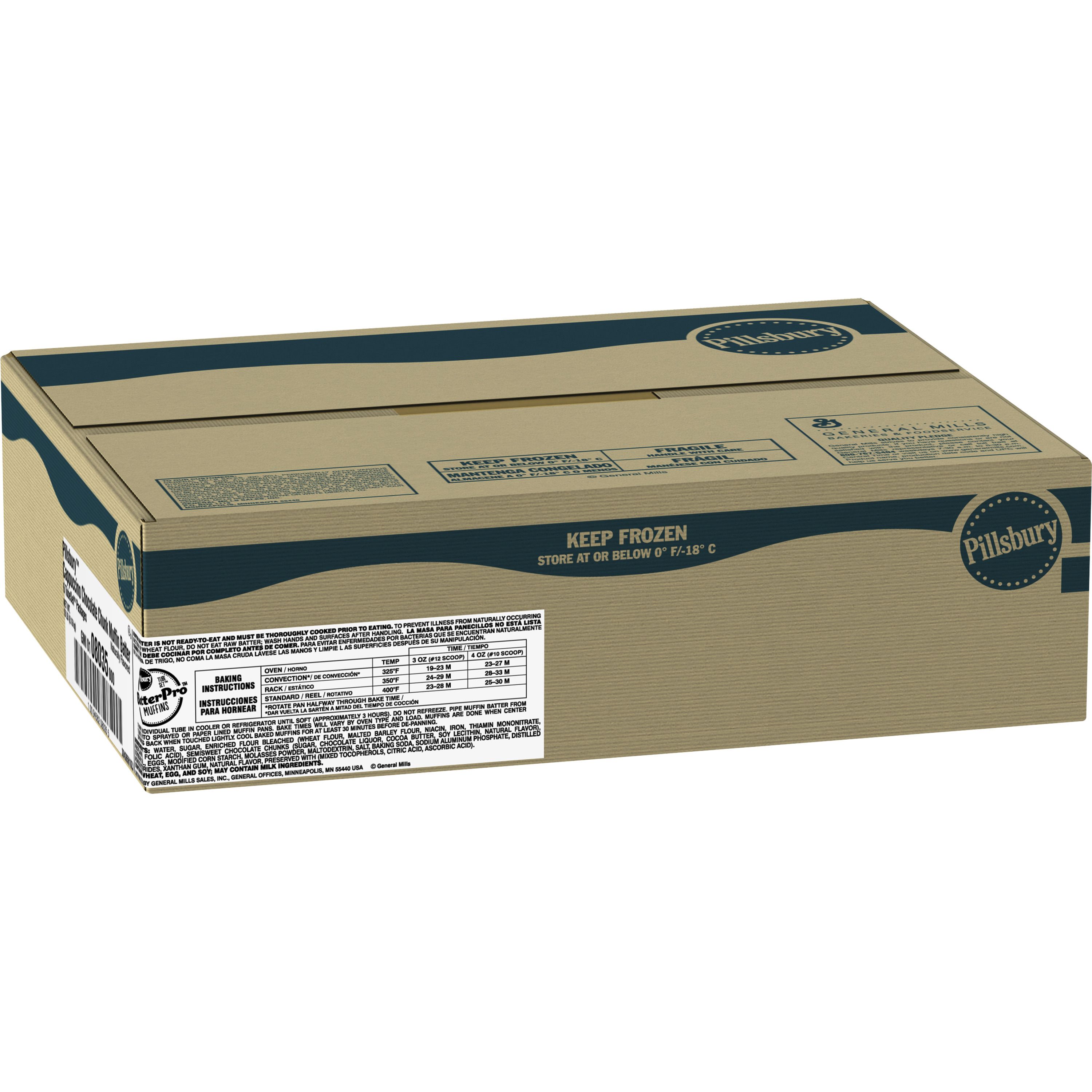 Case - Left Front 3D Pillsbury(TM) TubeSet(TM) Muffin Batter Cappuccino Chocolate Chunk 3 lb