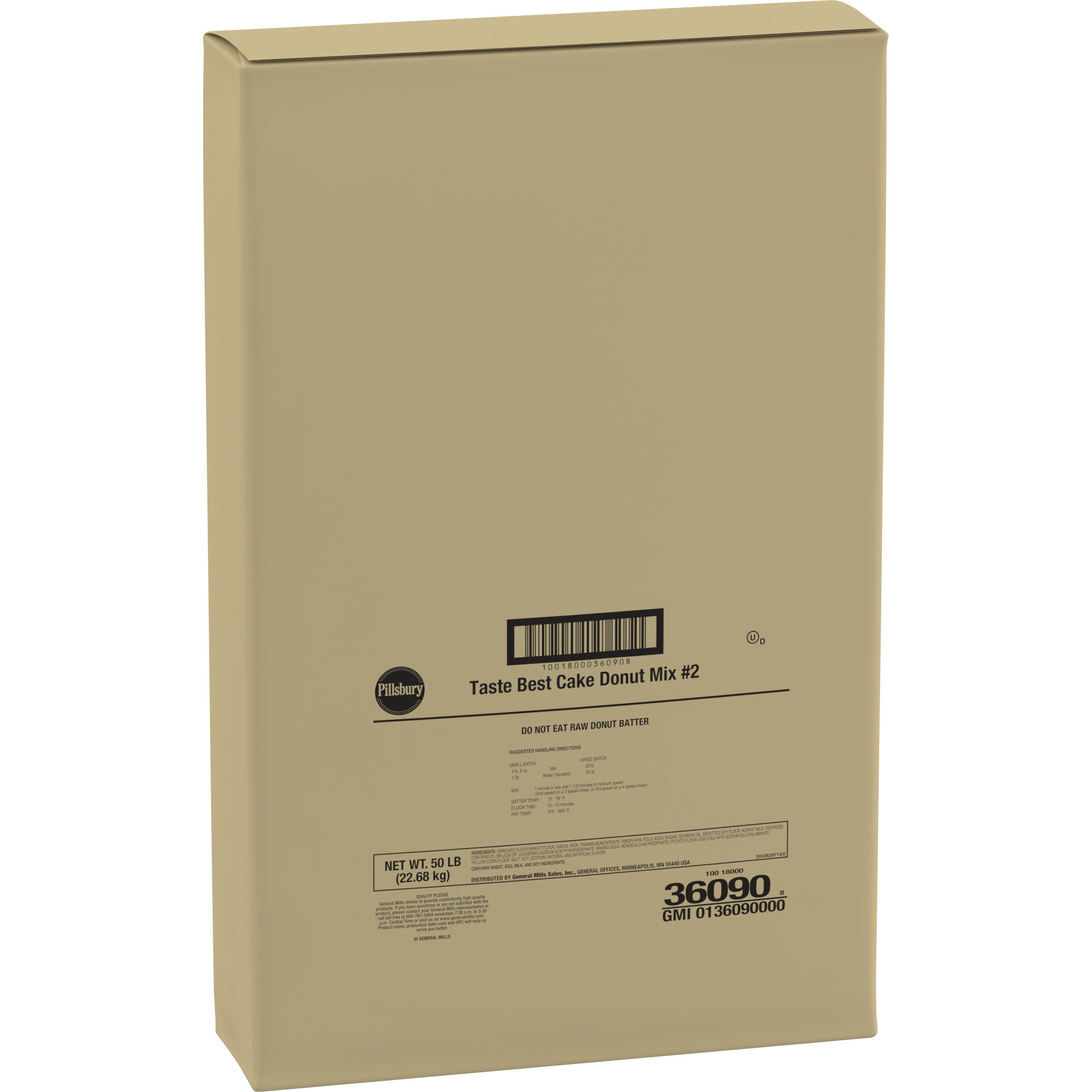 Case - Left Front 3D Pillsbury Cake Donut Mix Bulk Sack Taste Best #2 1/50 LB