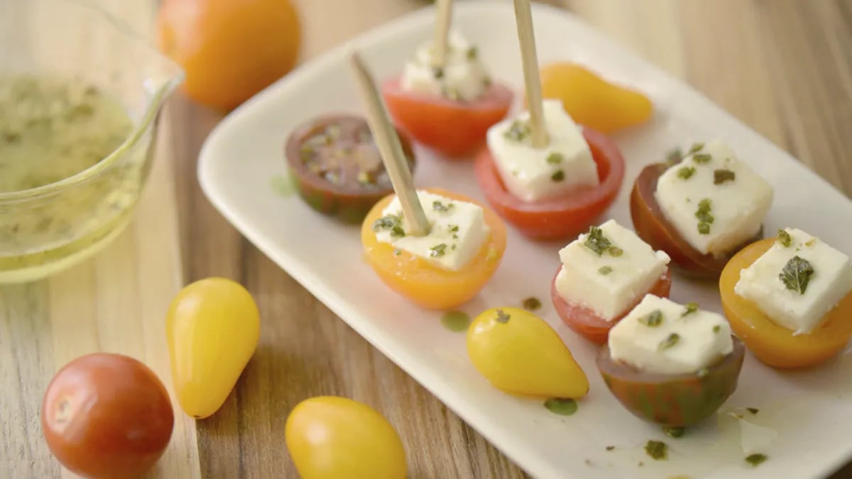 Stuffed Heirloom Cherry Tomatoes