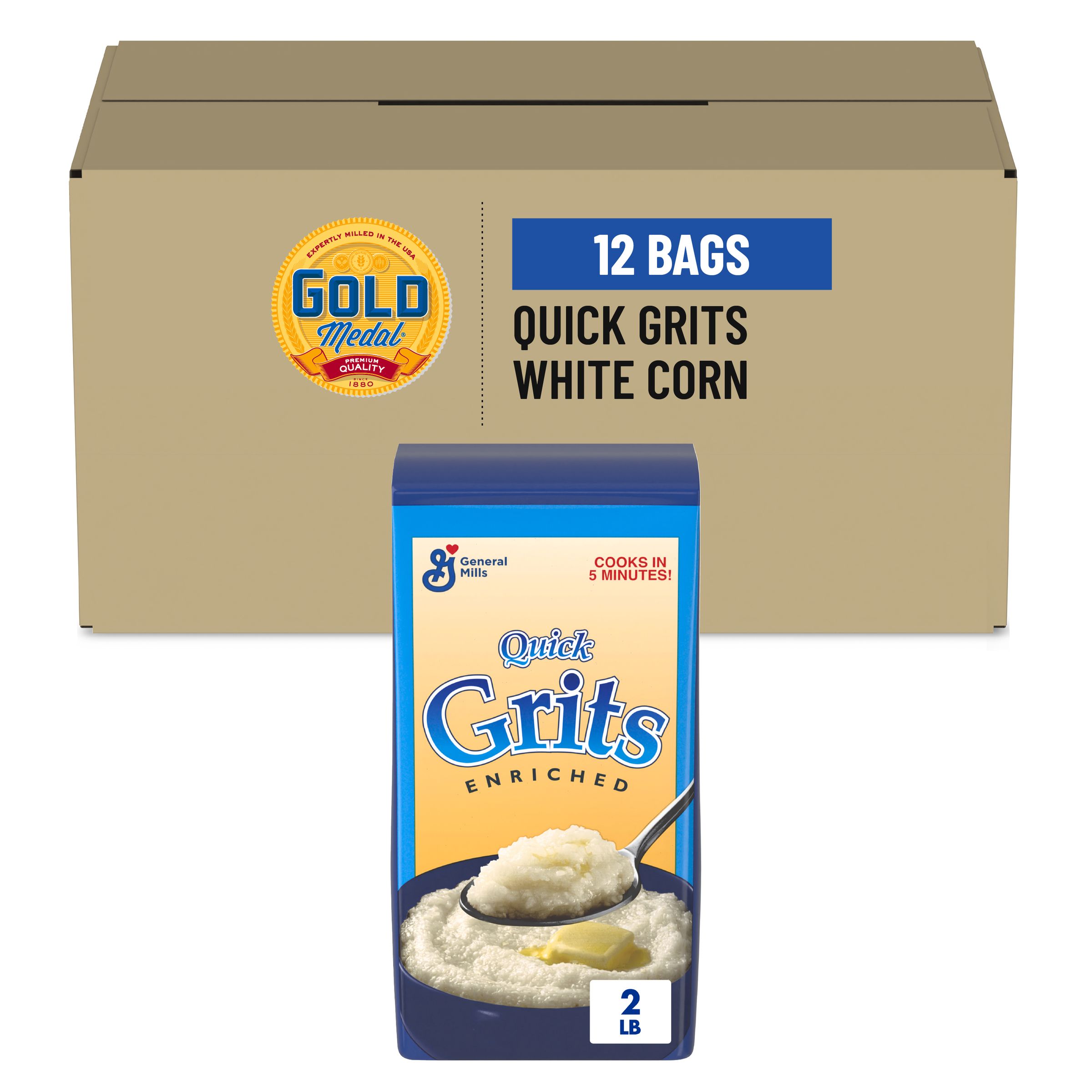 【美品】QUICK PACK 9【GRAY WHITE】 General Mills Quick Grits Cereal Bulk Enriched White Corn 2 lb