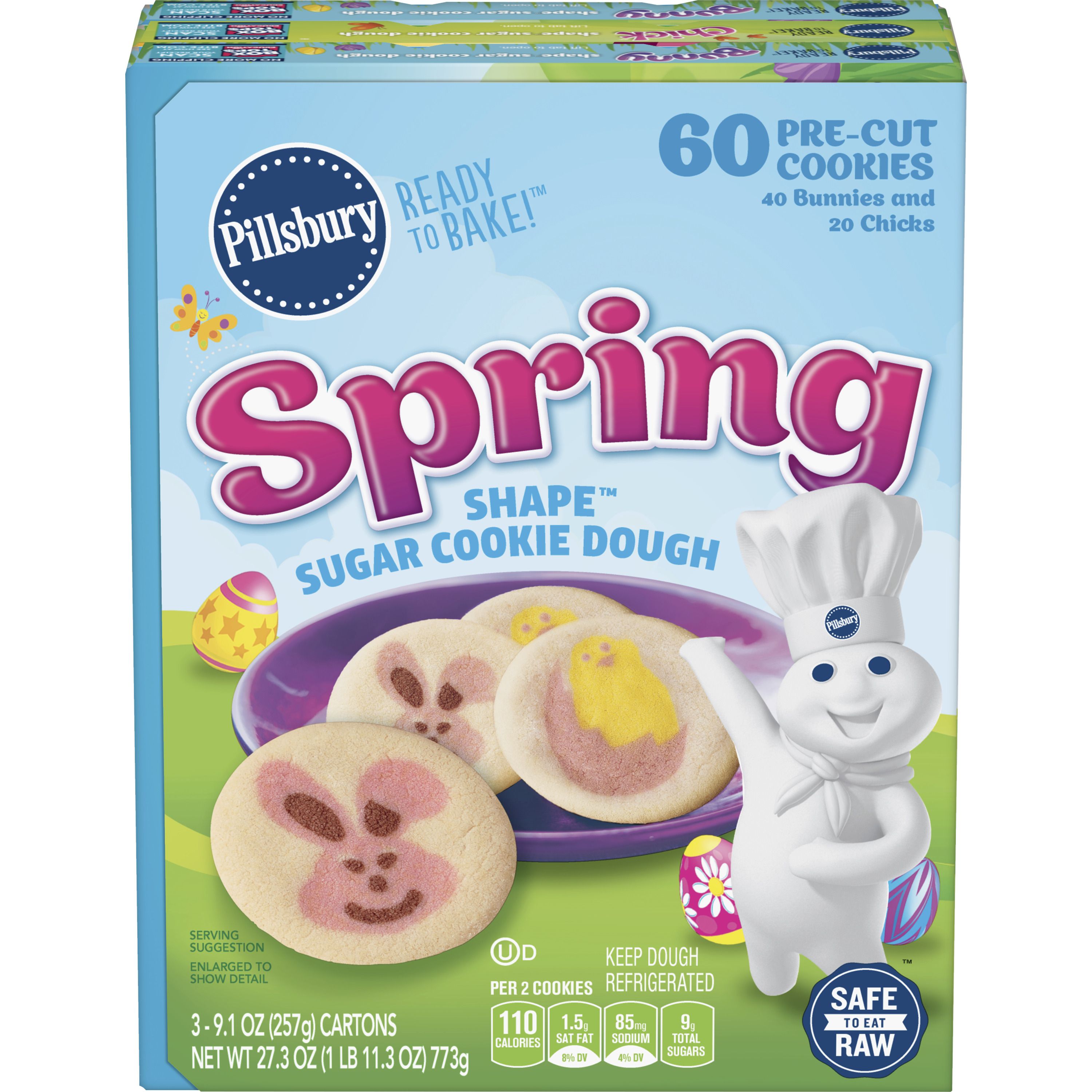 Pillsbury™ Shape™ Spring Sugar Cookie Dough 3pk - Front