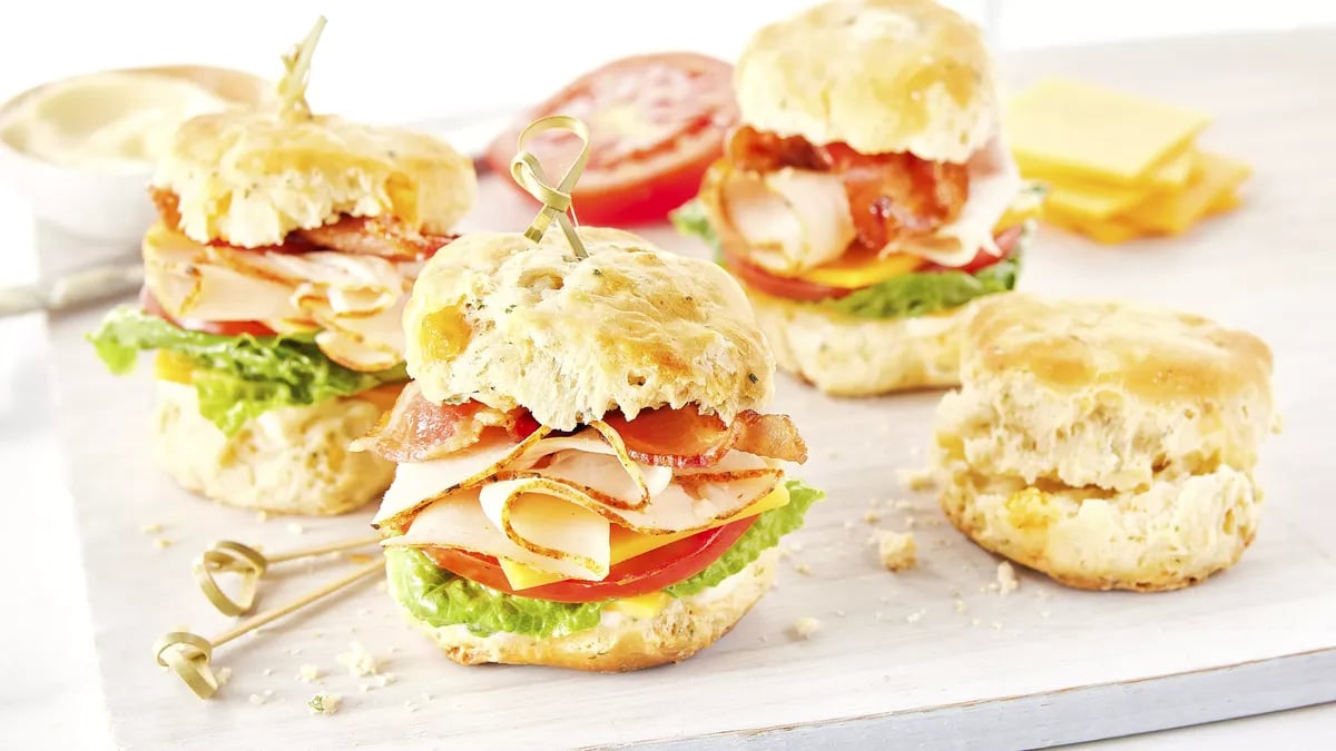 Garlic Cheddar Biscuit Turkey Club