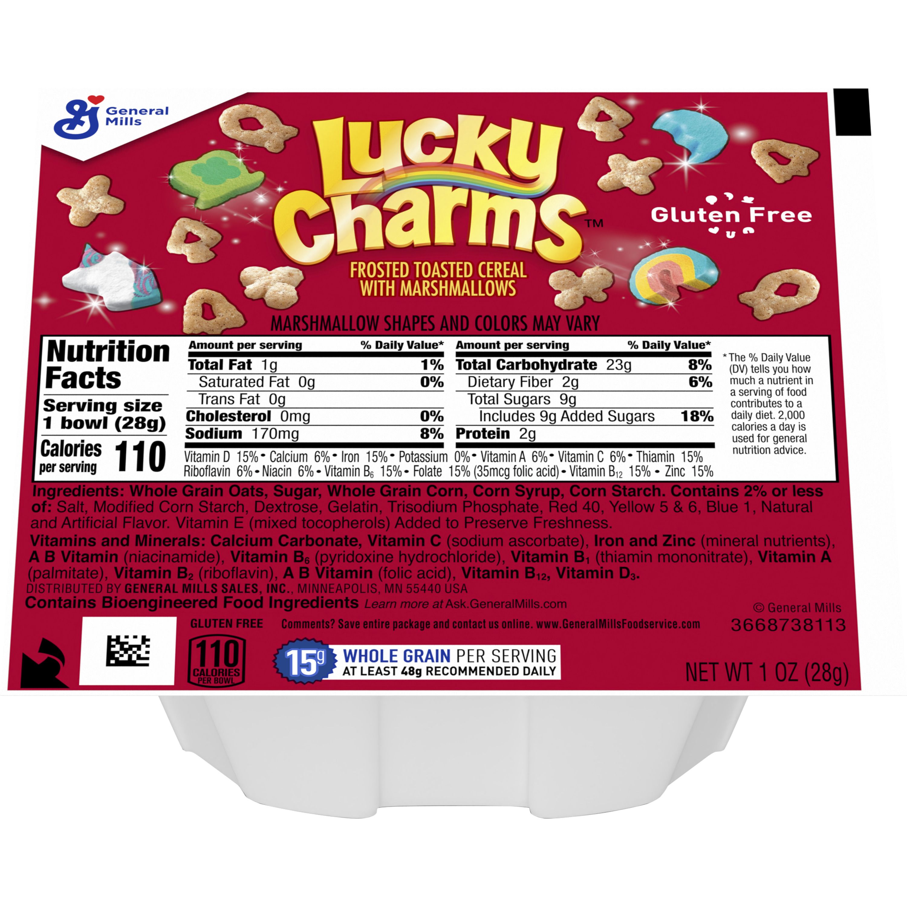 Front - 3D Lucky Charms Cereal Single Serve Bowlpak 96/1 OZ