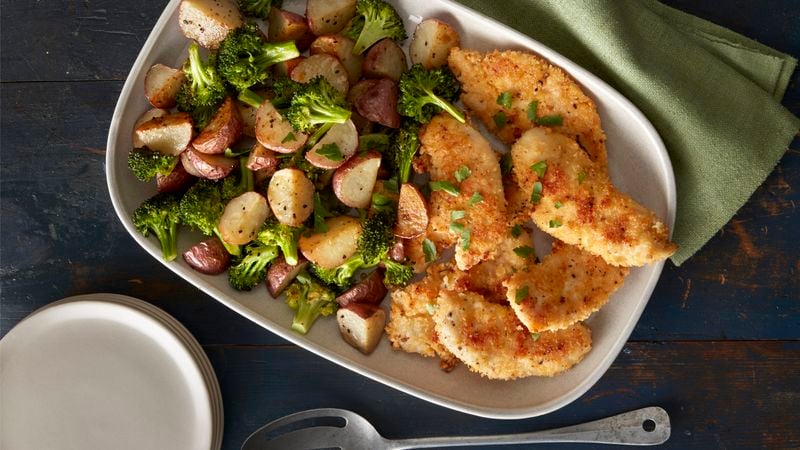 Parmesan Chicken Fingers and Roasted Veggies
