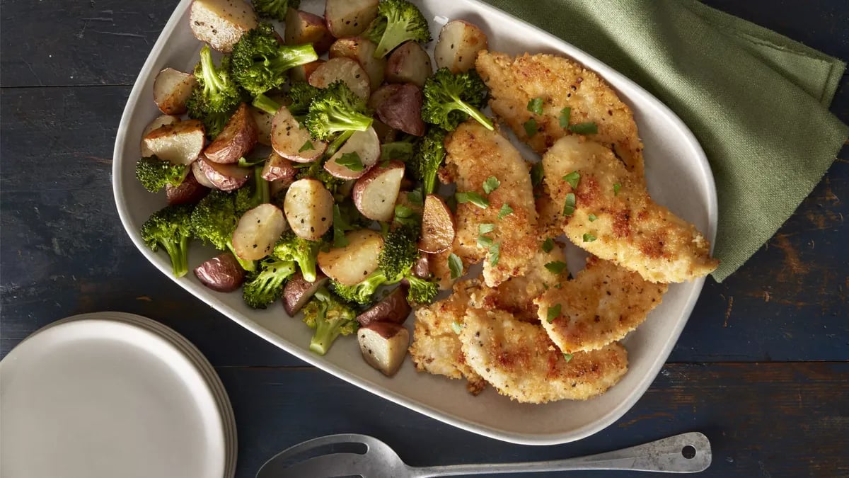 Parmesan Chicken Fingers and Roasted Veggies