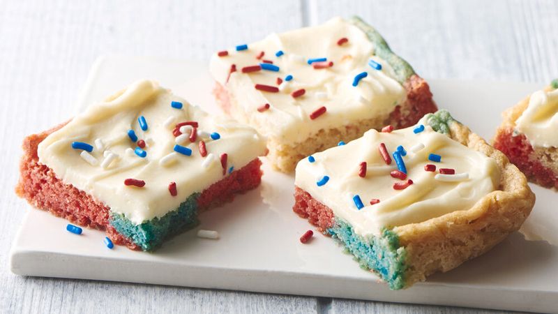 Red, White & Blue Cream Cheese Cookie Bars