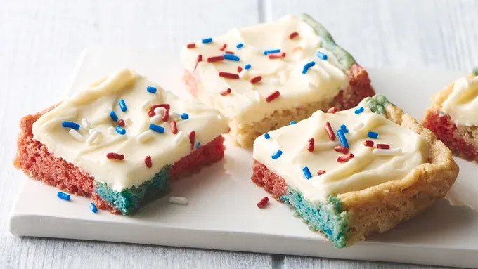 Red, White & Blue Cream Cheese Cookie Bars