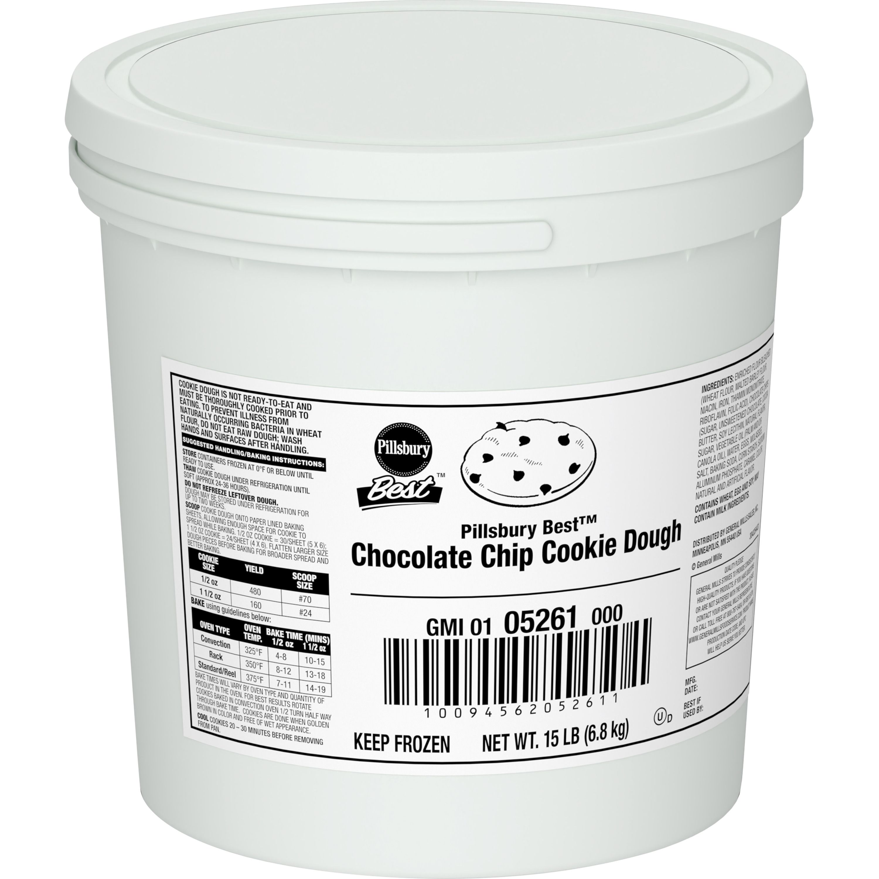Case - Left Front 3D Pillsbury Best Frozen Cookie Dough Pail Chocolate Chip 1/15 LB