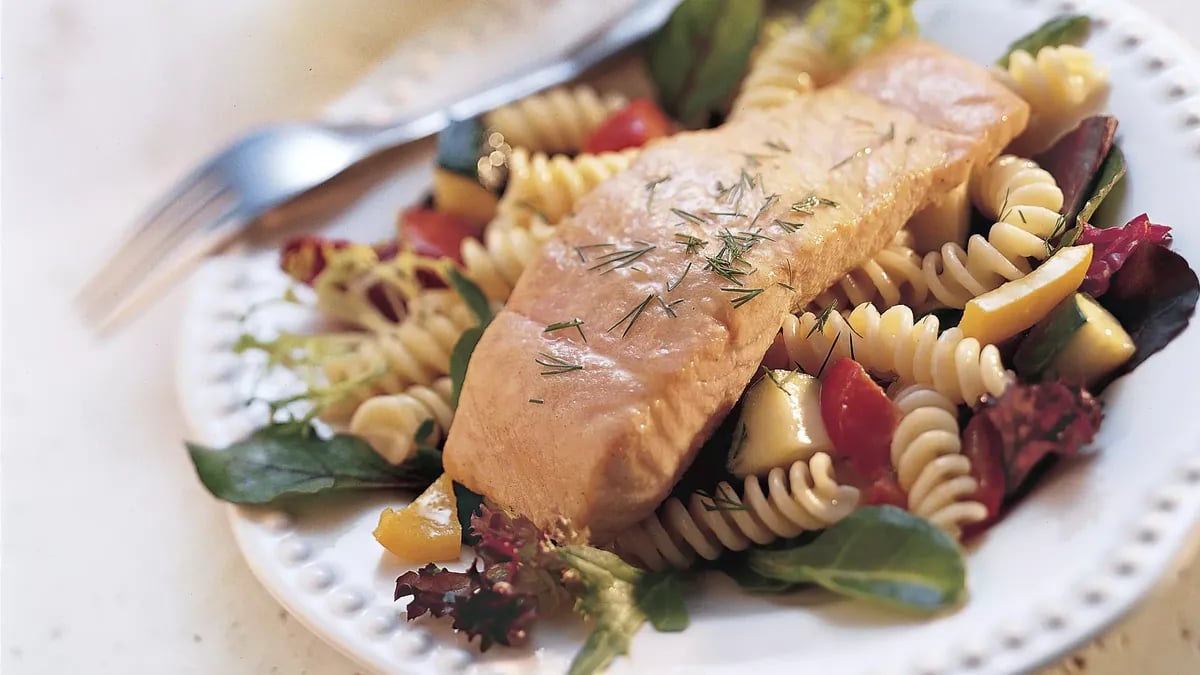 Honey-Mustard Grilled Salmon and Pasta Salad