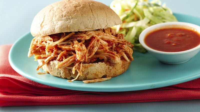 Slow-Cooker Spicy Ancho Chicken Sandwiches