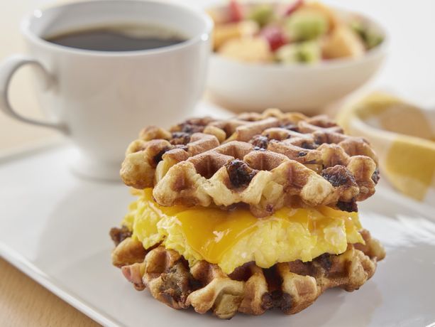 Sausage and Apple Biscuit Waffles