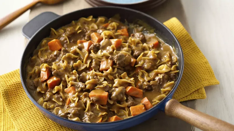 Sweet Potato Beef Pasta Recipe - BettyCrocker.com