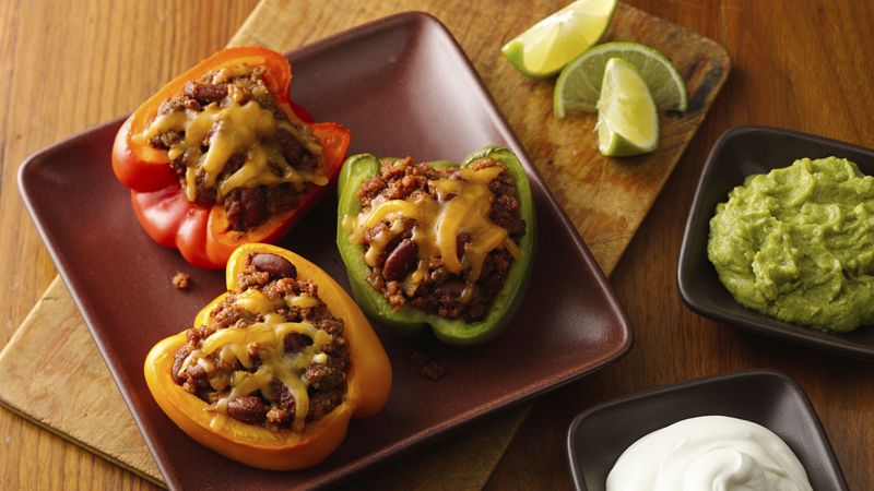Mexican Beef- and Bean-Stuffed Peppers