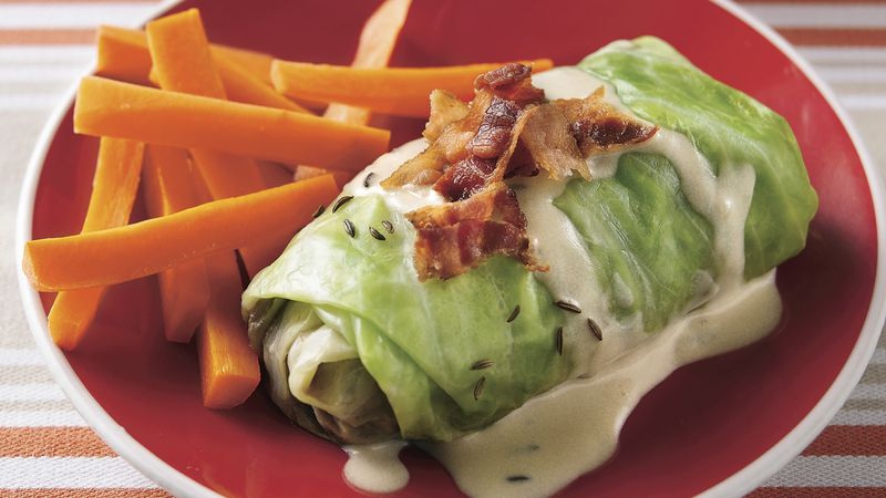 Cabbage Rolls in Creamy Bacon Sauce
