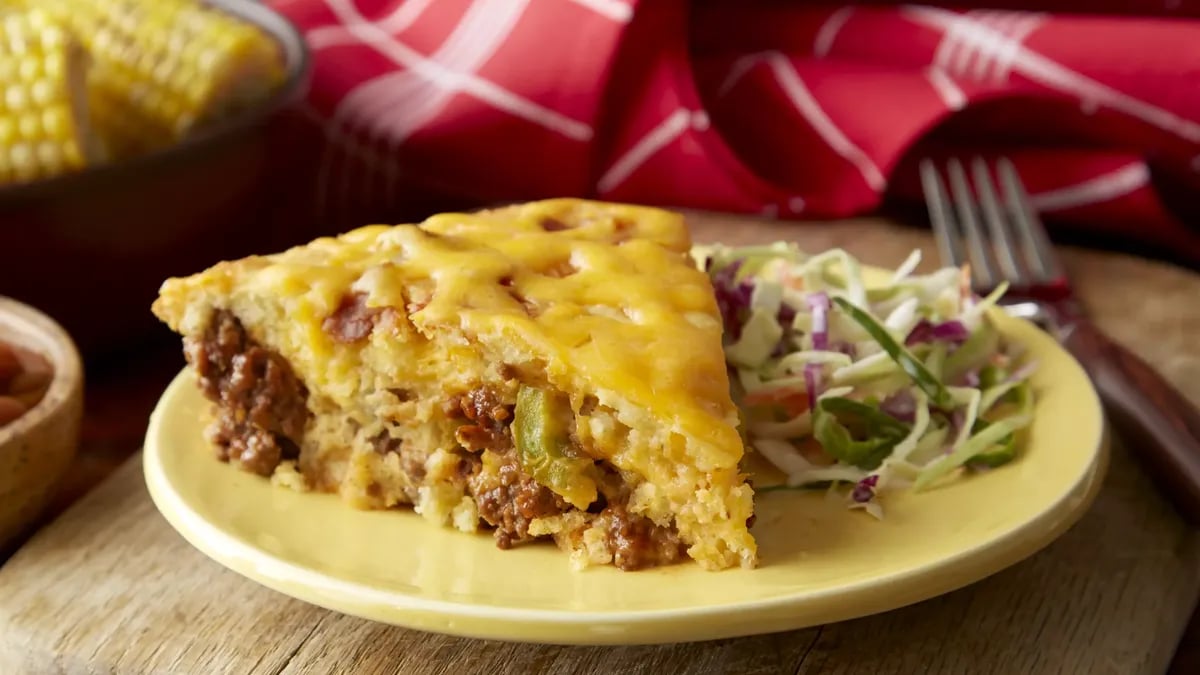 Impossibly Easy Barbecue Beef Pie