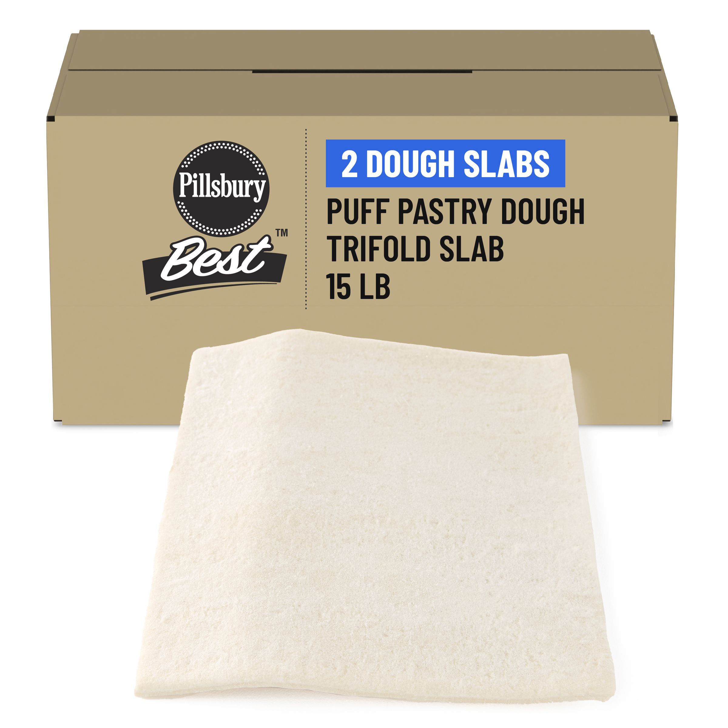  Case Optimized Hero Pillsbury Best Frozen Puff Pastry Trifold Dough Slabs 2/15 lb