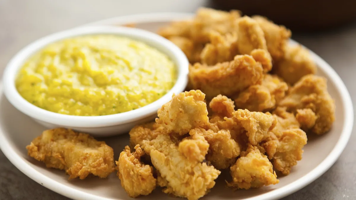 Coconut-Curry Fried Chicken Nuggets with Mango Dipping Sauce