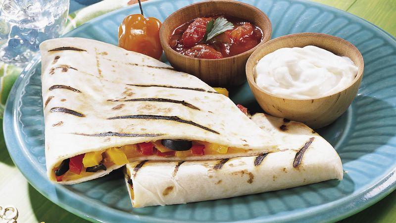 Roasted Pepper Quesadillas on the Grill