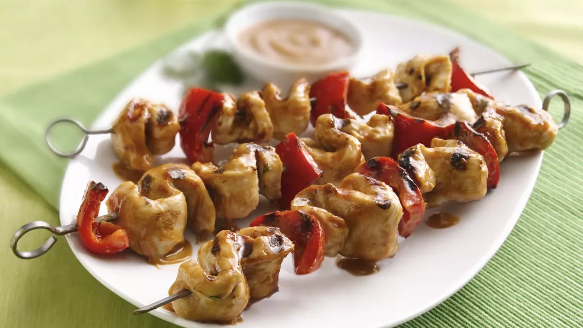 Grilled Chicken Kabobs with Thai Peanut Sauce