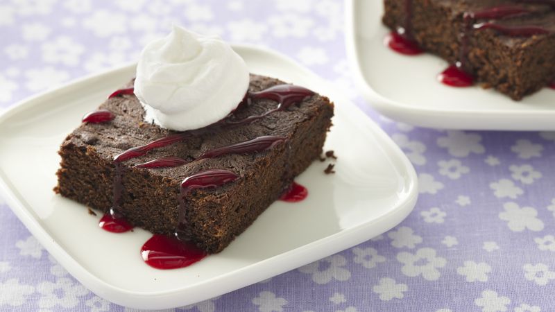 Brownies with Raspberry Coulis