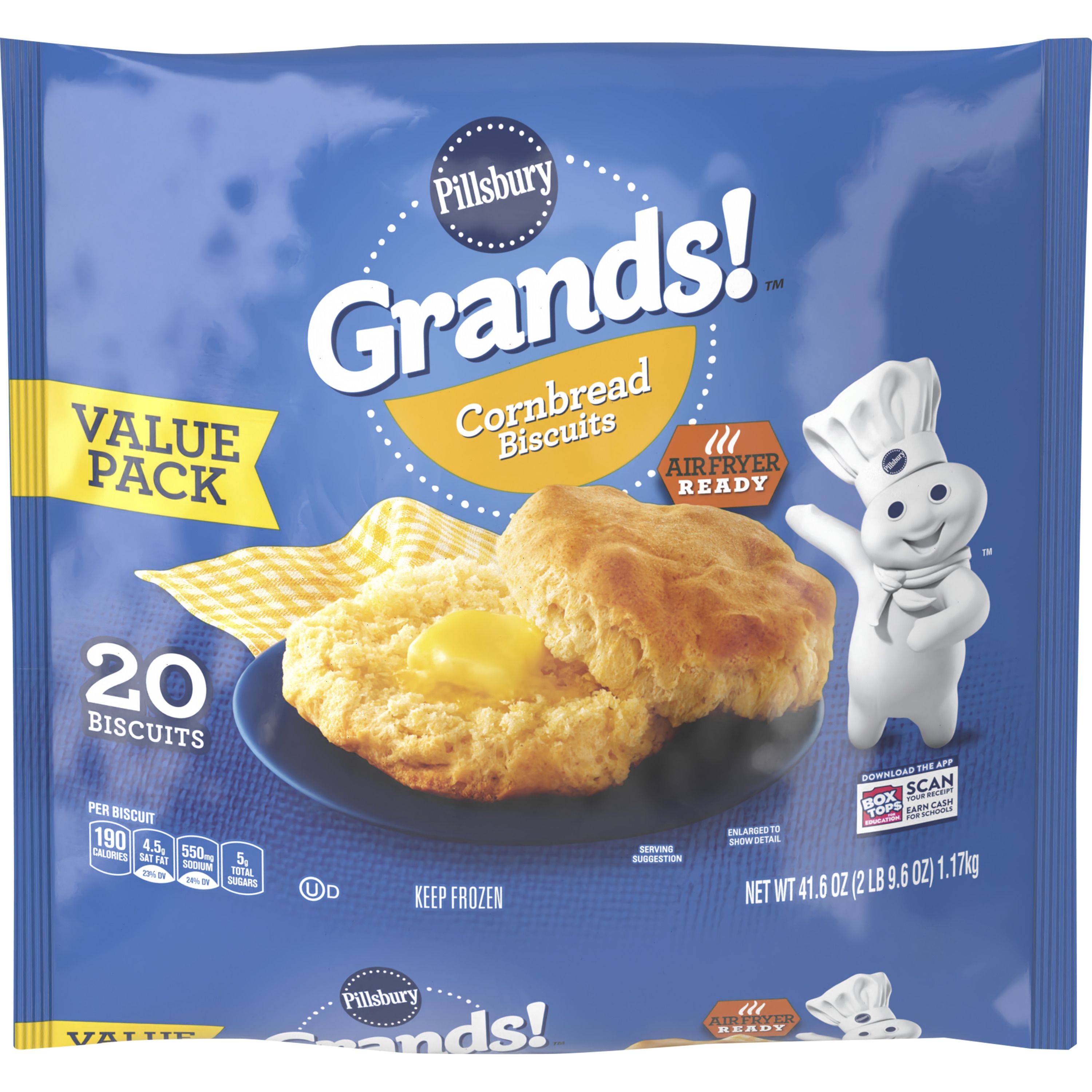 Pillsbury Grands! Cornbread Frozen Biscuit 20 Count - Front