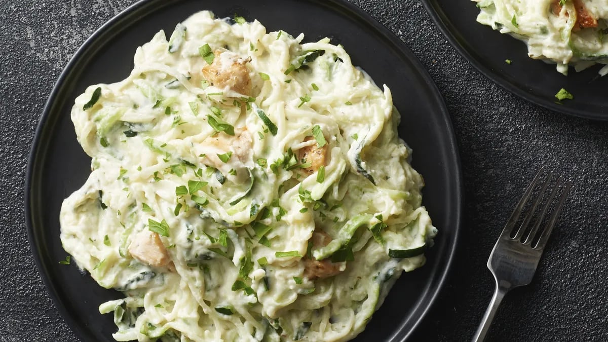 Cauliflower Alfredo with Zucchini Noodles