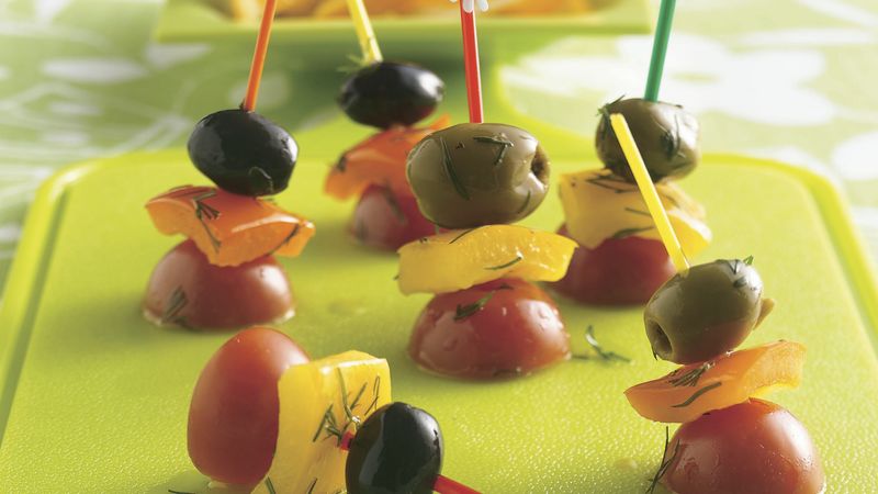 Colorful Marinated Olive Kabobs