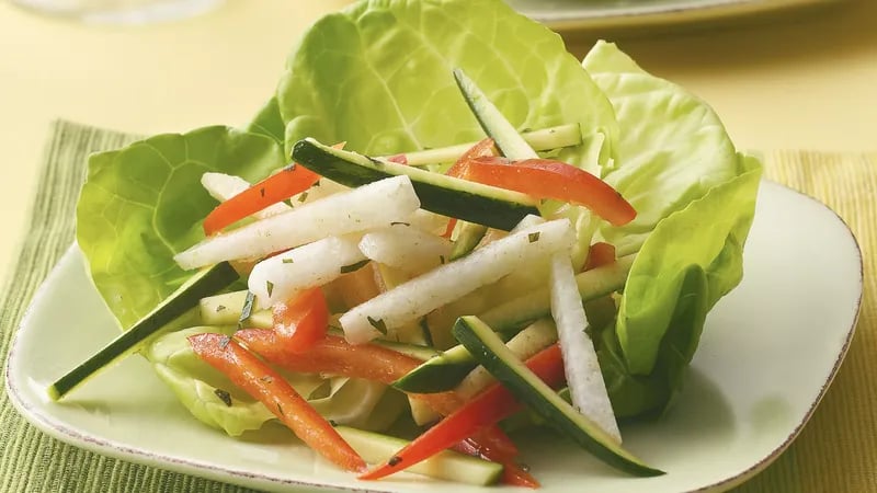 Jicama, Zucchini and Red Pepper Salad